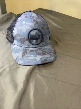 Vineyard Vines Blue Camo Whale Patch Trucker Hat